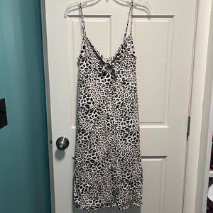 Cheetah Print Spaghetti Strap Tie Front Dress